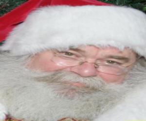 Puzle Happy s jeho klobouk Santa Clause a bílým plnovousem