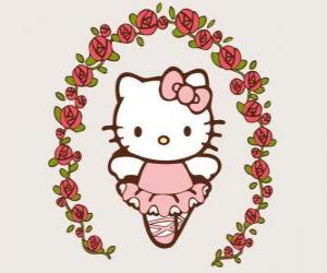Puzle Hello Kitty s květinami