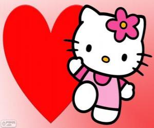 Puzle Hello Kitty s velkým srdcem