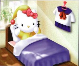 Puzle Hello Kitty v posteli