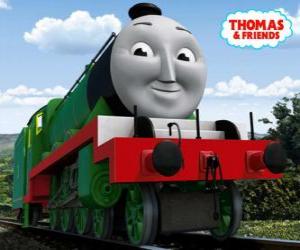Puzle Henry, dlouhé a rychlé zelenou lokomotiva číslo 3