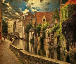 Puzle Historického centra města Bruggy, Belgie