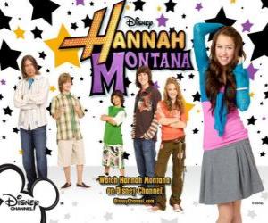 Puzle Hlavní postavy z Hannah Montana, Miley Ray Stewart, Lillian &quot;Lilly&quot; Truscott, Oliver Oken, Rod Stewart Jackson, Robby Ray Stewart a Rico Suave