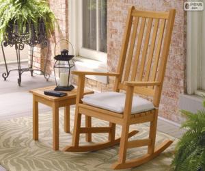 Puzle Houpací dřevěná židle