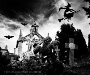 Puzle Hřbitov v den Halloween