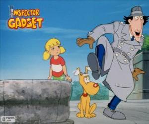 Puzle Inspektor Gadget s jeho neteř Penny a jejího psa Brain