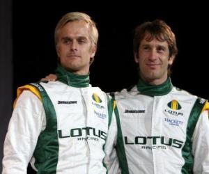 Puzle Jarno Trulli a Heikki Kovalainen, týmu Lotus řidiči Racing