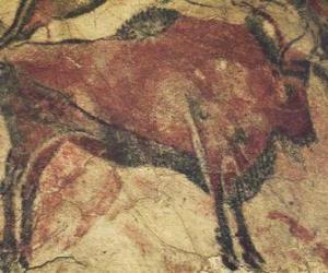 Puzle Jeskynní malba představující buvola na zdi jeskyně