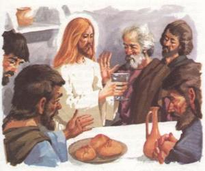Puzle Ježíš požehnal chléb a víno při poslední večeři
