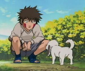 Puzle Kiba Inuzuka a jeho pes a nejlepší přítel Akamaru jsou součástí týmu 8