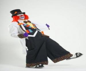 Puzle Klaun s plnou klaunský kostým, klobouk, paruka, rukavice, kravaty, kalhoty velké a velké boty