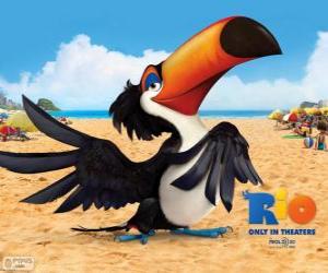 Puzle Klidné a moudrý Toucan Rafael, jeden z protagonistů filmu Rio