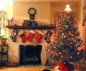 Puzle Krb Vánoce s visely ponožky a vánoční ozdoby
