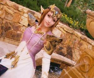 Puzle Krásná princezna Zelda s růží v ruce