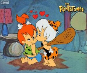 Puzle Krásné děti Oblázky Flintstone a Bam Bam drť