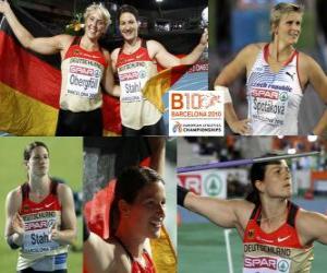 Puzle Linda Stahl mistr republiky v hodu oštěpem, Barbora Špotáková a Christina Obergfoll (2. a 3.) z Mistrovství Evropy v atletice Barcelona 2010