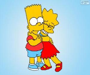 Puzle Lisa a Bart objímali jako dobrý bratři
