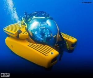 Puzle Malá ponorka v dolní části moře