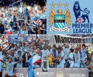 Puzle Manchester City, vítěz Premier League 2011-2012, fotbalové ligy z Anglie