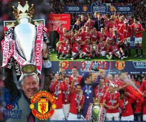 Puzle Manchester United, vítěz anglické fotbalové ligy. Premier League 2010-2011