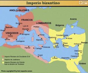 Puzle Mapa byzantské říše ve středověku