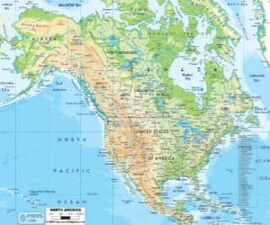 Puzle Mapa Severní Ameriky. Severní Amerika, zahrnující zemí, Kanady, USA a Mexika