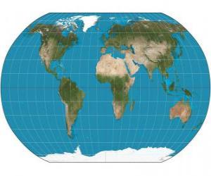 Puzle Mapa země. Mapa s projekcí Robinson, který umožňuje zastoupení z celého světa