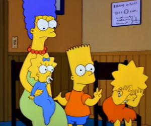 Puzle Marge a jejich děti Bart, Lisa a Maggie v ordinaci