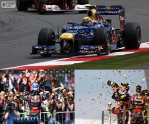 Puzle Mark Webber slaví své wictory v britské Grand Prix 2012
