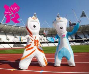 Puzle Maskoti olympijských her a paralympijských her London 2012 jsou Wenlock a Mandeville
