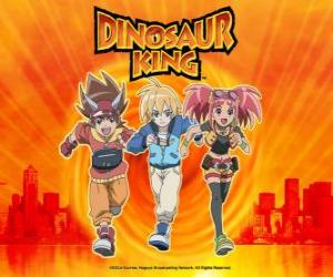 Puzle Max, Rex a Zoe, odborníci na dinosaury a protagonisté seriálu Dinosaur King
