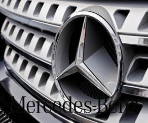 Puzle Mercedes logo, Mercedes-Benz, německá značka vozidla. Tři-poukázala hvězda Mercedes