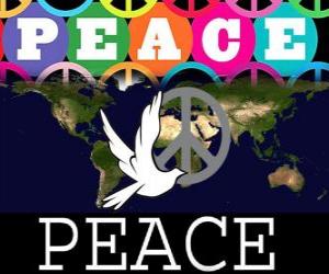 Puzle Mezinárodní den míru. Světový den míru. 21.září se zaměřuje na míru a bez války