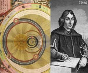 Puzle Mikuláš Koperník (1473-1543), polský astronom, který formuloval heliocentrická teorie sluneční soustavy