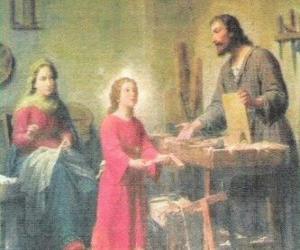 Puzle Mladý Ježíš pracoval jako tesař se svým otcem Josephem