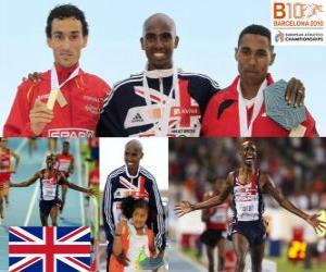 Puzle Mo Farah 5000m mistr, Ježíš ve Španělsku a Hayle Ibrahimov (2. a 3.) z Mistrovství Evropy v atletice Barcelona 2010