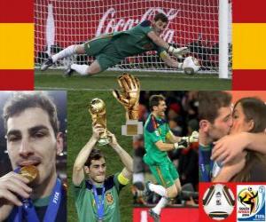 Puzle Nejlepší brankář Iker Casillas (Gold rukavice) z Mistrovství světa ve fotbale 2010 Jižní Afrika