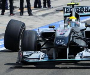 Puzle Nico Rosberg - Mercedes - Hungaroring, maďarské Grand Prix 2010