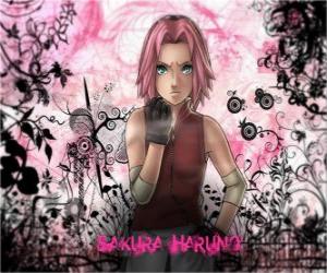 Puzle Ninja Sakura Haruno je jediná žena ve skupině 7 týmu