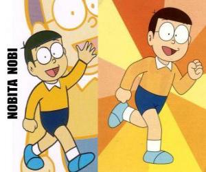 Puzle Nobita Nobi je protagonista dobrodružství spolu s Doraemon