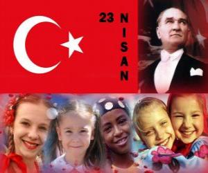 Puzle Národní suverenity a Dětský den se koná v Turecku každé 23.dubna