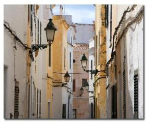 Puzle Obec ulice v Menorca, Španělsko