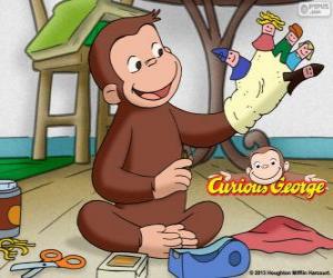 Puzle Opice zvědavý George dělá loutky
