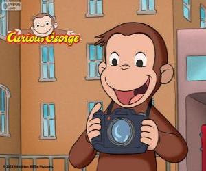 Puzle Opice zvědavý George s kamerou