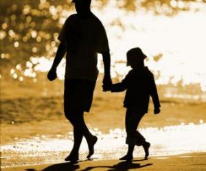 Puzle Otec nebo táta procházky se svým synem