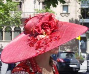 Puzle Pamela červená, je velmi široký-přetékal klobouky užívat ženy