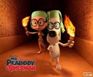 Puzle Pan Peabody a Sherman v jednom z jejich dobrodružství v Egyptě