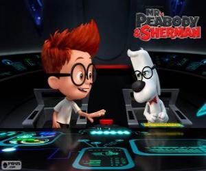 Puzle Pan Peabody a Sherman v jeho stroj času