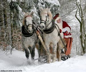 Puzle Papa Noel saně