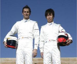 Puzle Pedro Martinez de la Rosa a Kamui Kobayashi, piloti BMW Sauber F1 Team
